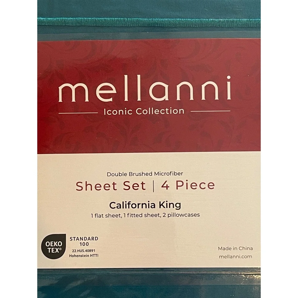 Mellanni Iconic Collection Teal California King 4 Piece Microfiber Sheet Set NEW